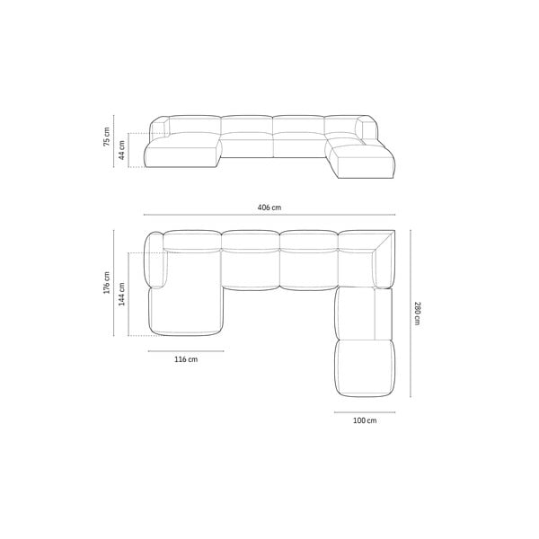 Fekete moduláris sarokkanapé (jobb oldali-U alakú) Martina – Micadoni Home-image-4