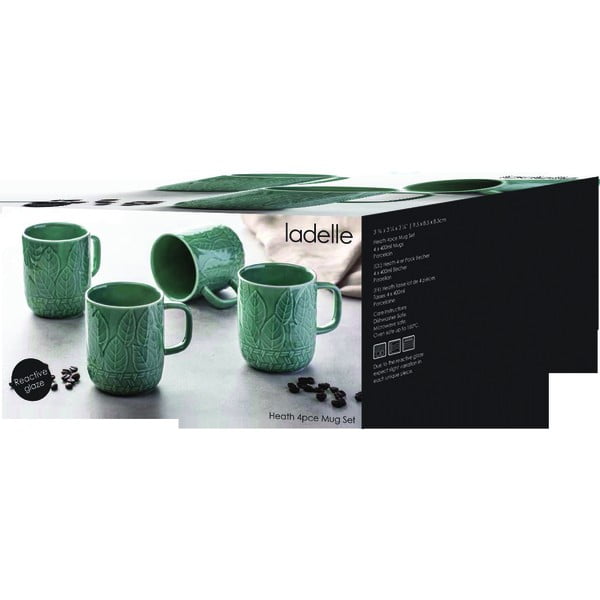 Türkiz porcelán bögre szett 4 db-os 400 ml Heath Jade – Ladelle-image-4