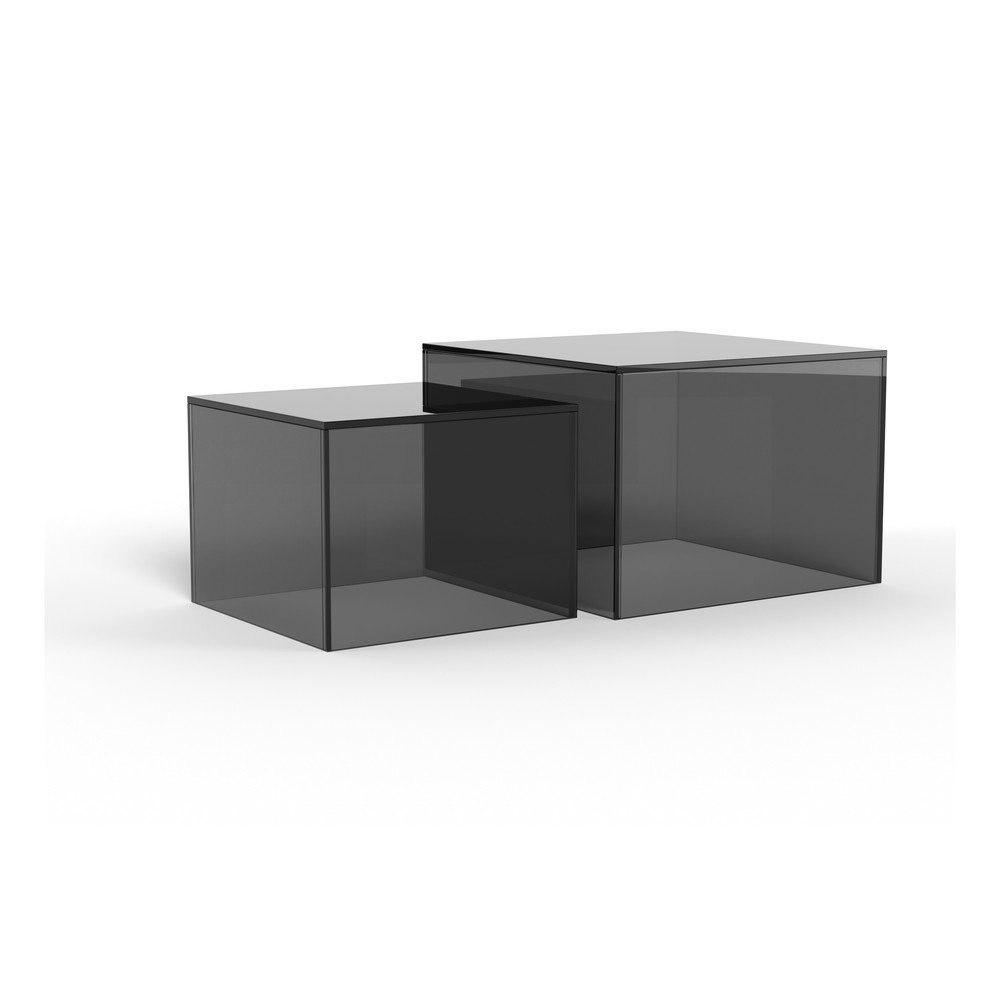 Szürke üveg dohányzóasztal szett 2 db-os 50x50 cm Dice – Actona