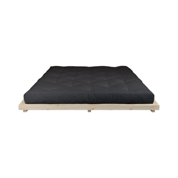 Dock Comfort Mat Natural Clear/Black borovi fenyőfa franciaágy matraccal, 160 x 200 cm - Karup Design
