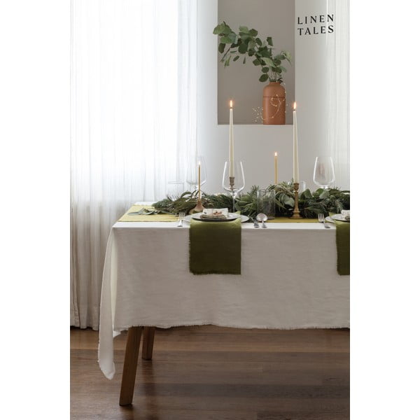 Classic fehér len asztalterítő, 140 x 140 cm - Linen Tales-image-4