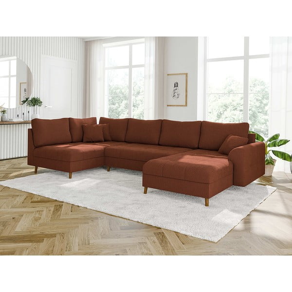 Téglavörös kordbársony sarokkanapé (jobb oldali) Ariella – Ropez-image-3