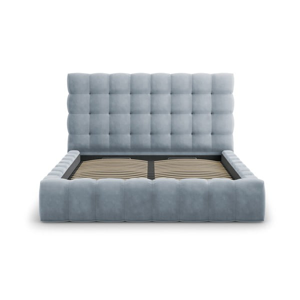 Világoskék kárpitozott franciaágy tárolóhellyel, ágyráccsal 200x200 cm Bali – Cosmopolitan Design-image-3