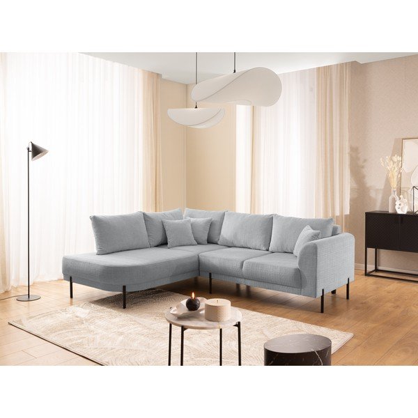 Világosszürke zsenília sarokkanapé (bal oldali-L alakú) Mauris  – Ropez-image-1