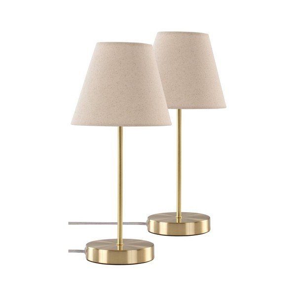 Bézs-sárgaréz színű textil asztali lámpa (magasság 39 cm) Lasse – Jotex