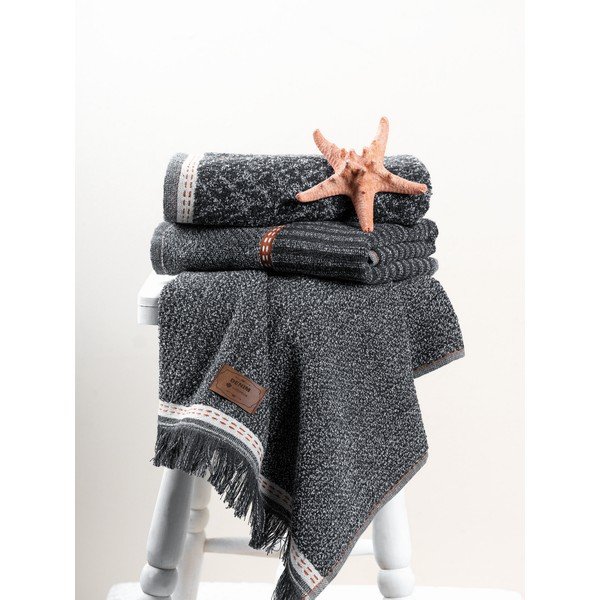 Antracitszürke törölköző szett 3 db-os 50x90 cm Denim – Foutastic-image-1