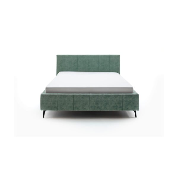 Zöld kárpitozott ágyneműtartós franciaágy ágyráccsal 160x200 cm Lizzano – Meise Möbel-image-2