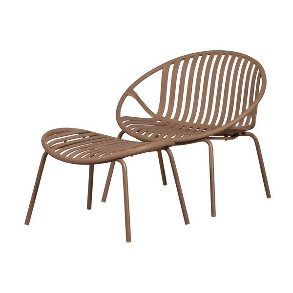 Rózsaszín műanyag kerti fotel lábtartóval Bruce – WOOOD