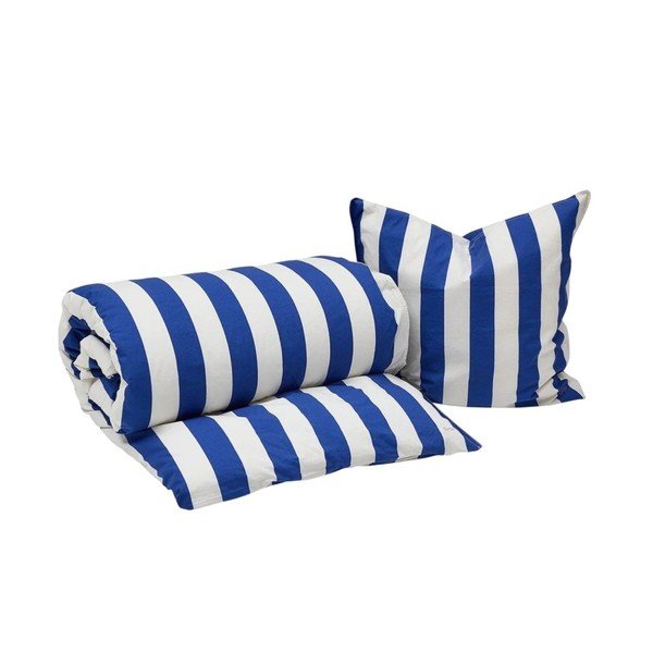 Fehér-kék egyszemélyes pamut ágyneműhuzat 140x200 cm Shima – OYOY Living Design