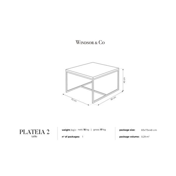 Plateia dohányzóasztal farost lappal, 80 x 70 cm - Windsor & Co Sofas-image-2