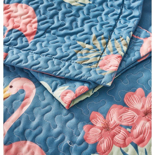 Flamingo kék mikroperkál ágytakaró két párnahuzattal, 250 x 260 cm - Sleeptime-image-2