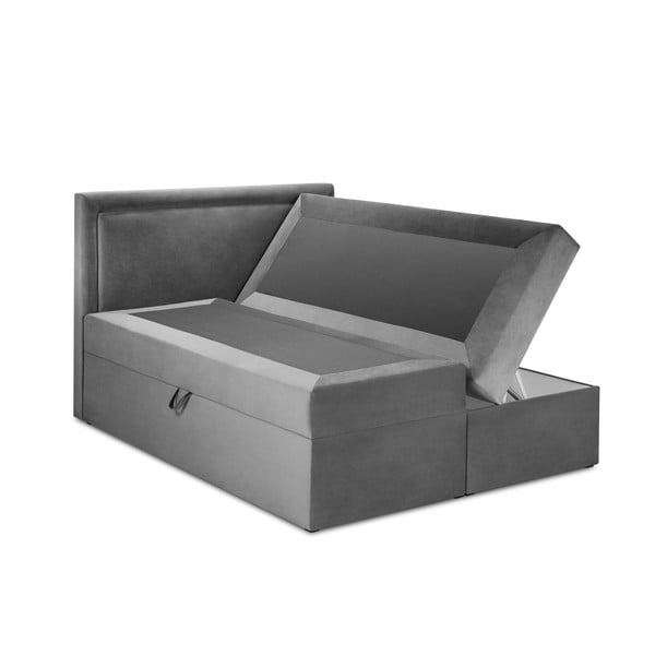 Szürke boxspring ágy tárolóhellyel 200x200 cm Yucca – Mazzini Beds-image-4
