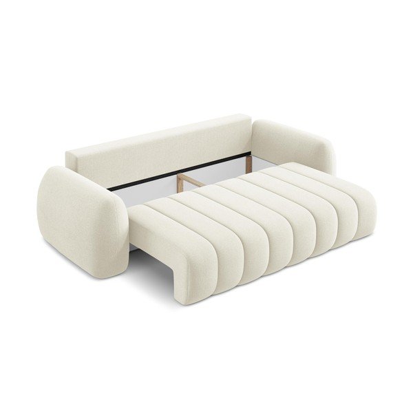 Bézs buklé kinyitható-tárolóhelyes kanapé 266 cm Pele – Makamii-image-3