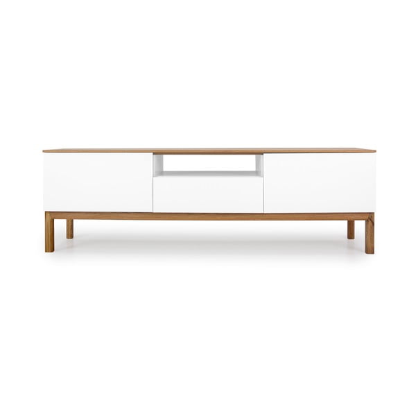 Patch fehér TV-állvány tölgyfa dekoros asztallappal, szélesség 179 cm - Tenzo