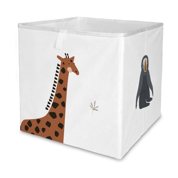Fehér textil játéktároló doboz  32x32x32 cm Safari Animals – Butter Kings