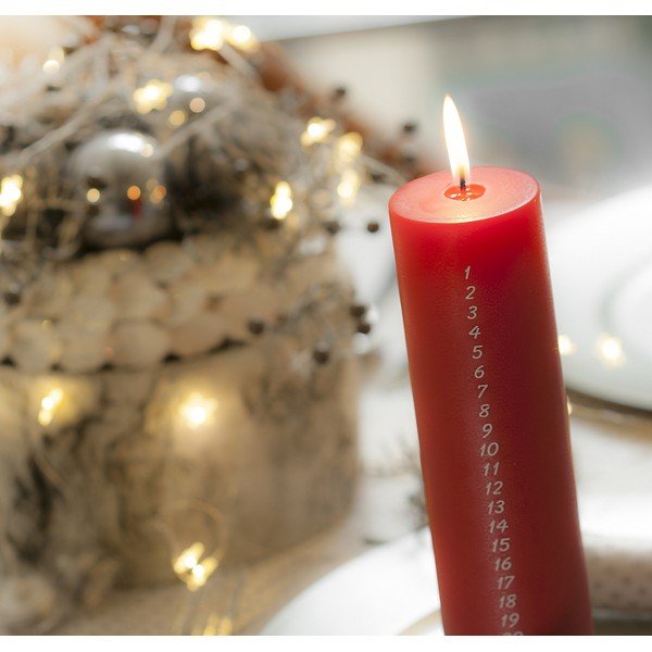 Piros számos adventi gyertya, égési idő 70 óra - Unipar-image-1