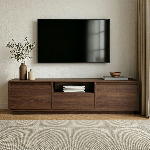 Sötét natúr színű TV-állvány diófa dekorral 160x42x30 cm Sentinel – Kalune Design-image-2