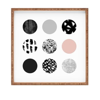Les Cercles dekoratív fatálca, 40 x 40 cm
