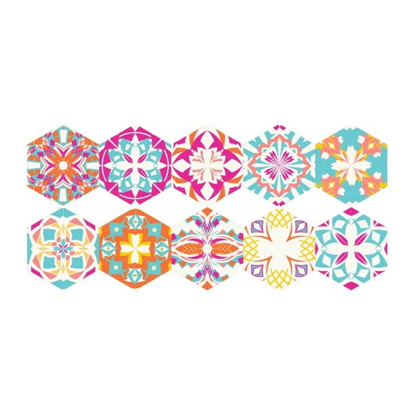 Floor Stickers Hexagons Lusiana 10 db-os padlómatrica szett, 40 x 90 cm - Ambiance