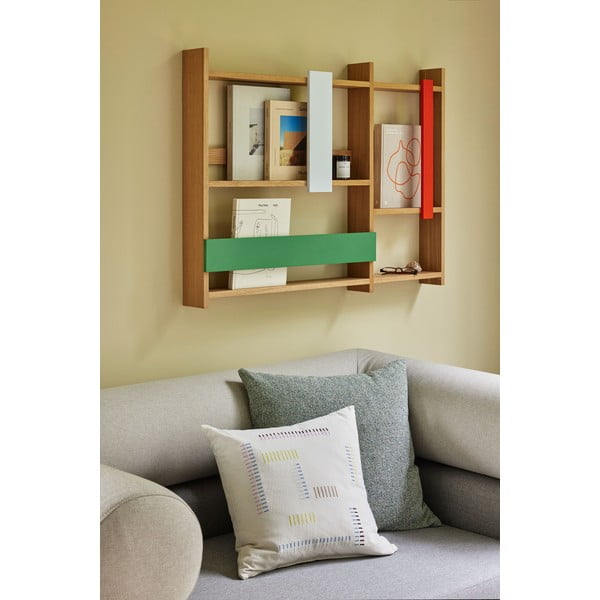 Natúr színű többszintes fali polc tölgyfa dekorral 110 cm Arki – Hübsch-image-1