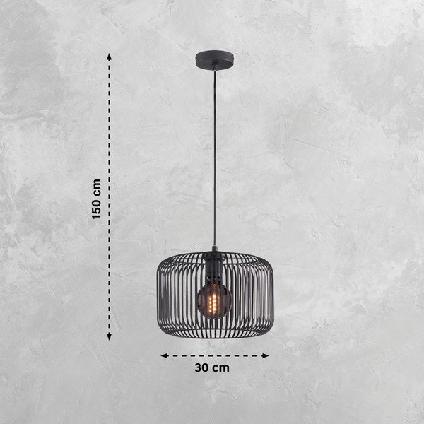 Fekete függőlámpa fém búrával ø 30 cm Cage – Fischer & Honsel-image-2