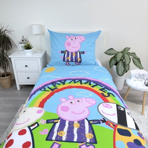 Egyszemélyes pamut gyerek ágyneműhuzat világító hatással 140x200 cm Peppa Pig – Jerry Fabrics-image-3