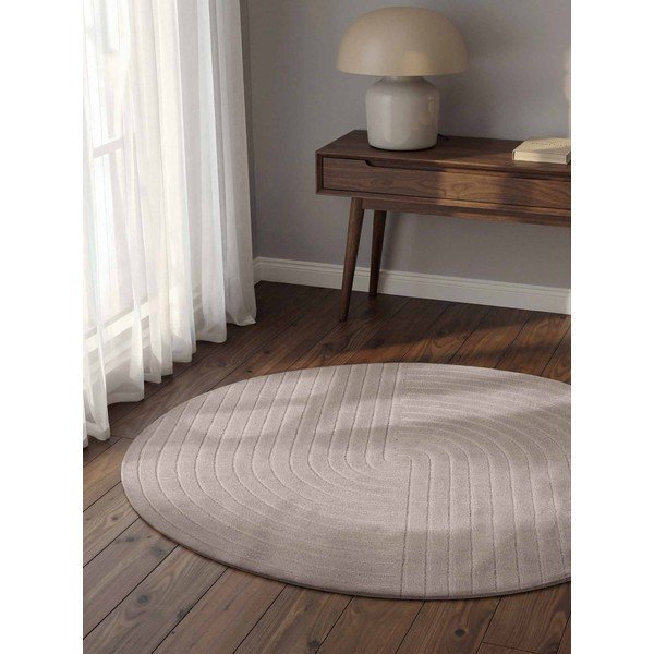 Világosszürke kézi szövésű gyapjú kerek szőnyeg ø 120 cm Arcura – Vikosa-image-1