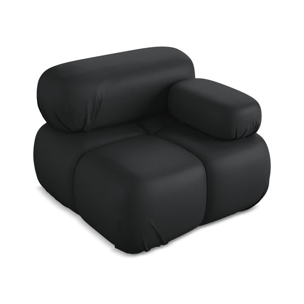 Fekete bőrutánzat kanapé modul (jobb oldali) Lokua – Makamii-image-2