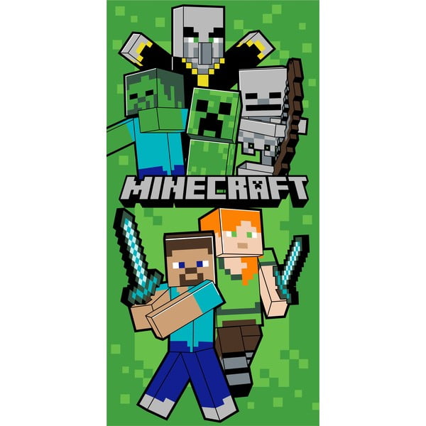 Zöld pamut gyerek fürdőlepedő 70x140 cm Minecraft Let´s Survive – Jerry Fabrics