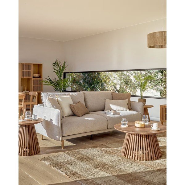 Irune teakfa dohányzóasztal, ⌀ 80 cm - Kave Home-image-4