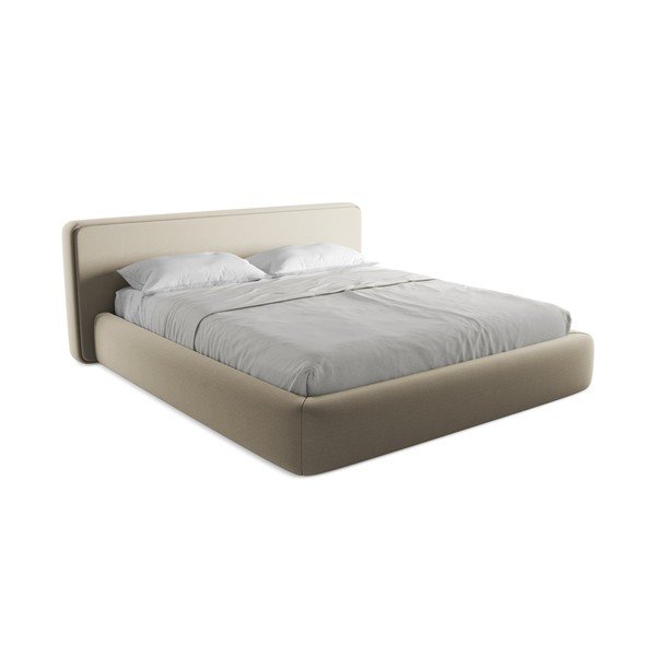 Bézs kárpitozott ágyneműtartós franciaágy ágyráccsal 180x200 cm Kiana – Makamii-image-2