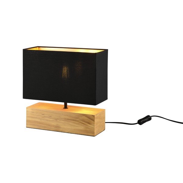 Fekete-natúr színű asztali lámpa textil búrával (magasság 30 cm) Woody – Reality-image-1