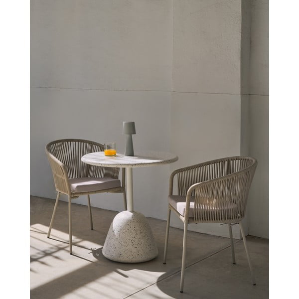 Fehér terrazzo cement kerek étkezőasztal ø 70 cm Saura – Kave Home-image-2