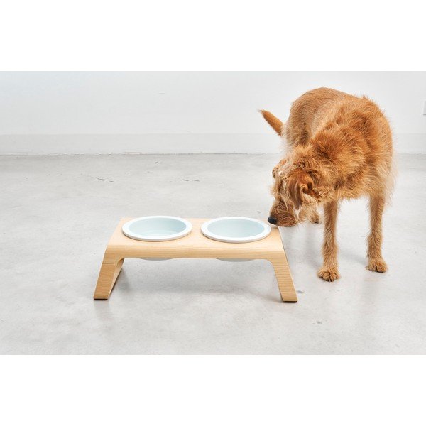 Tálka szett állvánnyal kutyáknak Desco Ash Natural M – MiaCara-image-1