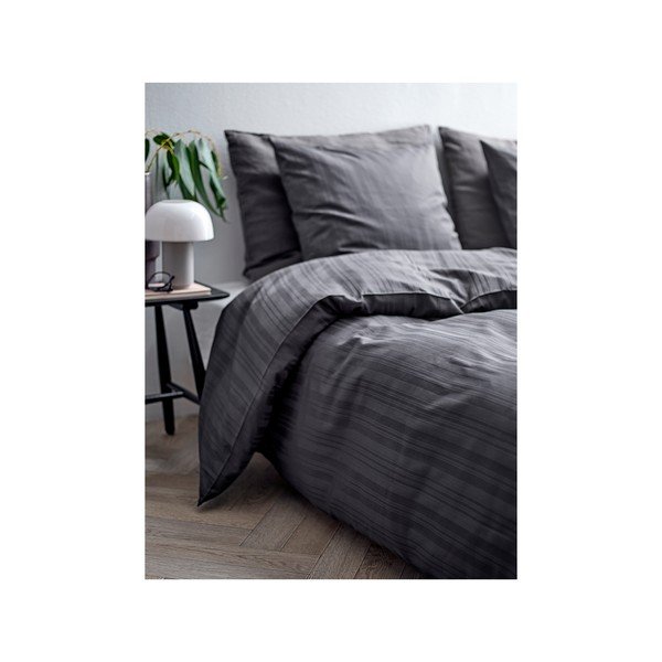 Antracitszürke egyszemélyes damaszt ágyneműhuzat 140x200 cm Noble – Södahl-image-1