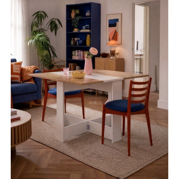 Bővíthető étkezőasztal tölgyfa dekoros asztallappal 76x28 cm Papillon – TemaHome-image-4