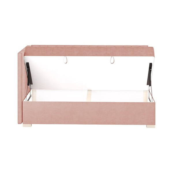 Rózsaszín sarok ágyneműtartós gyerekágy matraccal 90x200 cm Snugi – Ghado-image-4