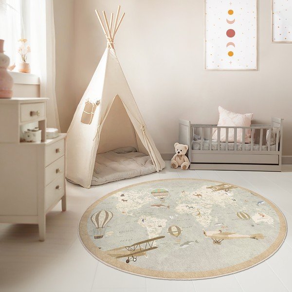 Mosható gyerek játszószőnyeg ø150 cm Vintage World – Mila Home-image-4