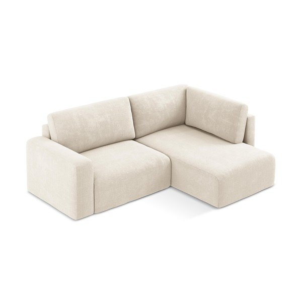 Krémszínű zsenília kinyitható-tárolóhelyes sarokkanapé (jobb oldali-L alakú) Kona – Makamii-image-3