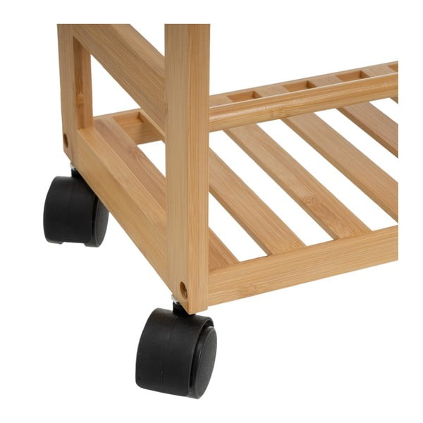 Natúr színű bambusz gurulós polcos állvány 44x75 cm – Casa Selección-image-1