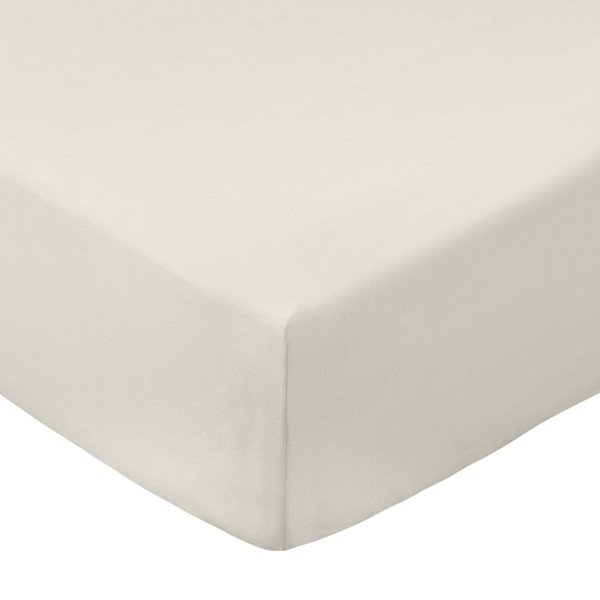 Krémszínű gumis pamut-perkál lepedő 90x190 cm Cotton Percale – Bianca