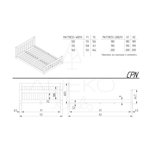 Natúr színű borovi fenyő gyerekágy 140x200 cm CPN – Adeko-image-4