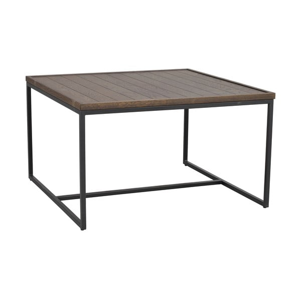 Sötétbarna dohányzóasztal tölgyfa asztallappal ø 80 cm Deerfield – Rowico-image-2