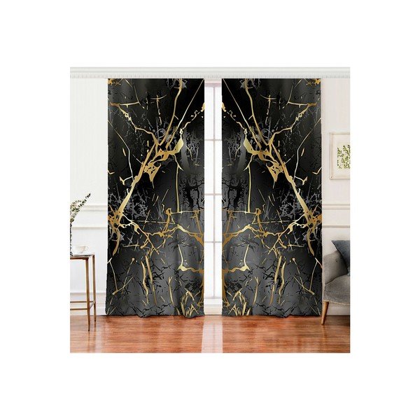 Fekete-aranyszínű függöny szett 2 db-os 140x260 cm – Mila Home-image-2