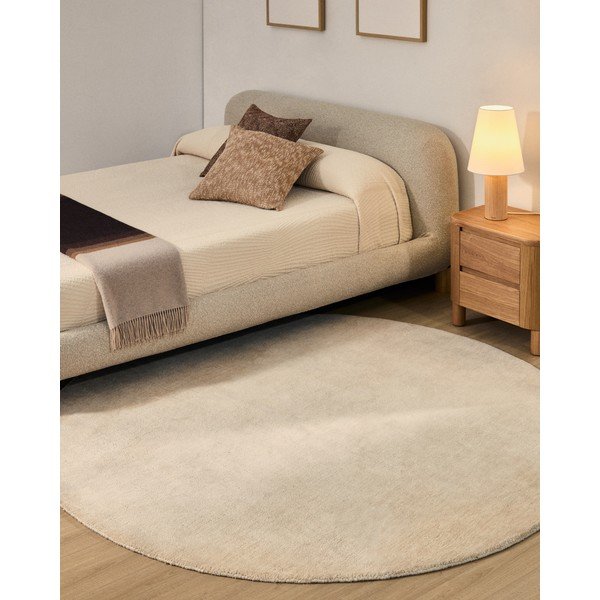 Krémszínű kerek szőnyeg ø 200 cm Empuries – Kave Home-image-1