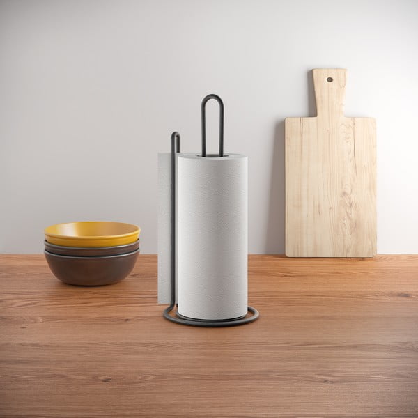 My Roll Lava fekete papírtörlő tartó - Metaltex-image-1