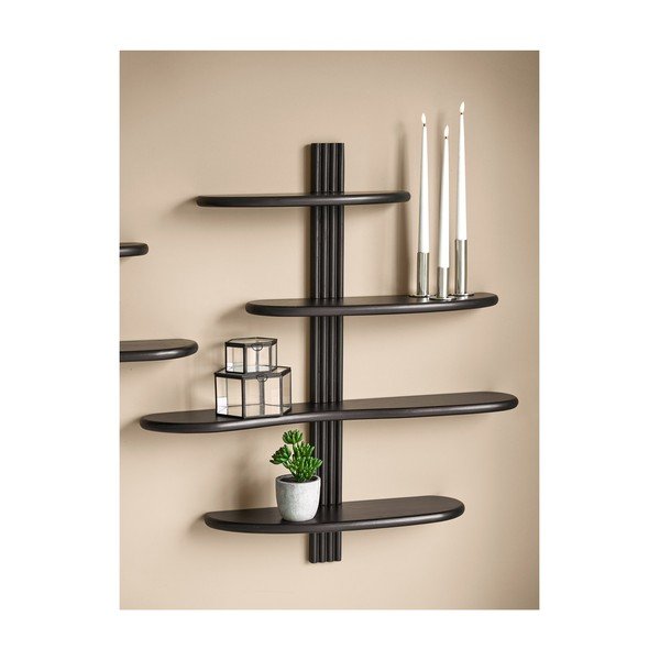 Fekete többszintes tölgyfa fali polc 80 cm Aliano – House Nordic-image-1