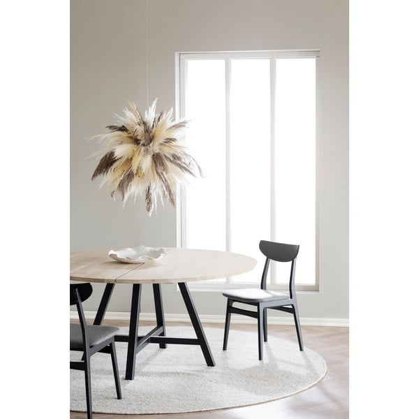 Kerek étkezőasztal tölgyfa dekoros asztallappal 150x150 cm Carradale - Rowico-image-1