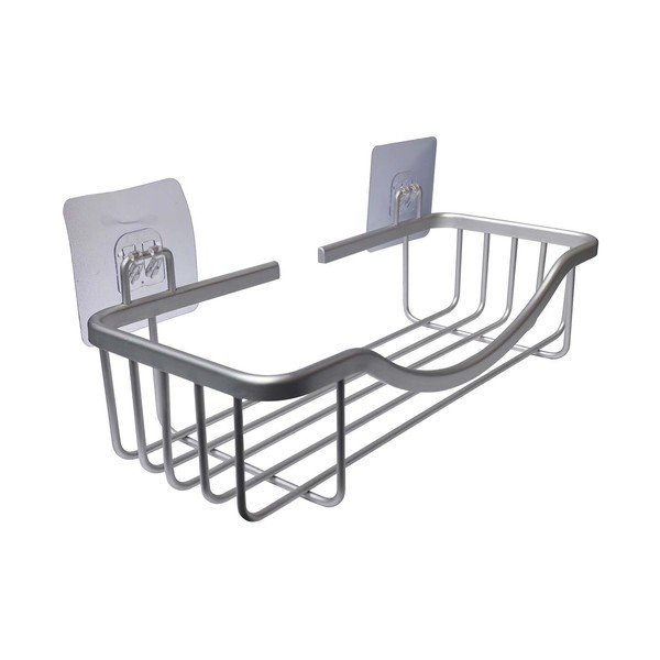 Fényes ezüstszínű öntapadós alumínium fürdőszobai polc Filaire Aluminium – douceur d'intérieur-image-1