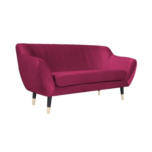 Benito rózsaszín kanapé fekete lábakkal, 158 cm - Mazzini Sofas-image-2